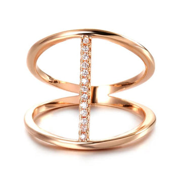 New Fashion Design Filled 14K Rose Gold AAA Zircon Diamonds Statement Jewellery Rings For Women - Party Ring